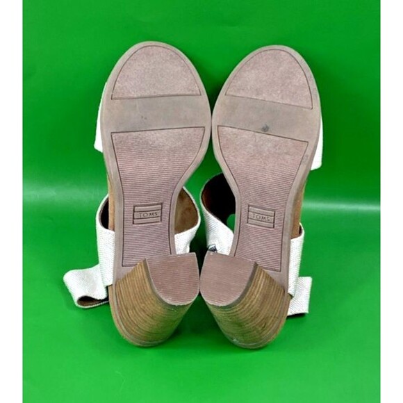 Toms Sandals Womens Sz 7 Tan Majorca Open Toe Cut Out Strap Heels Zipper - Picture 8 of 10